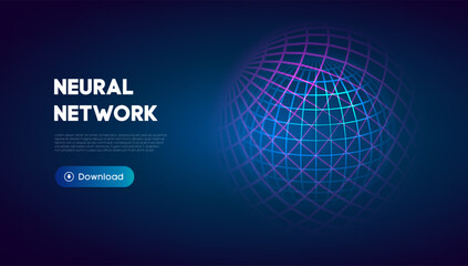 Neural network abstract technology science background. Human brain technology concept design. Mind concept. Cloud network vector illustration.