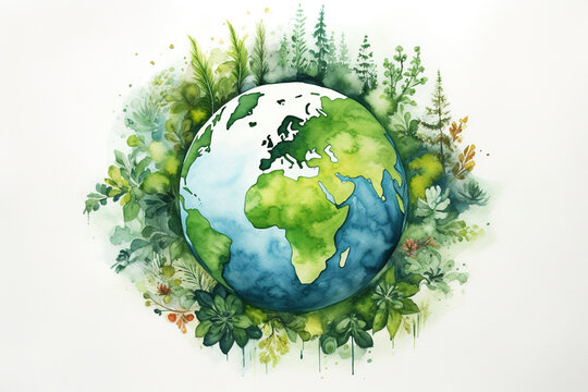 Artistic green earth representation, environmental theme
