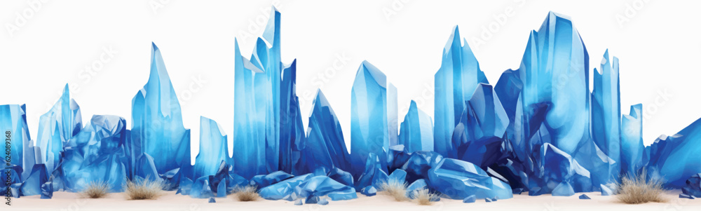 Wall mural desert with bright blue crystal formations vector isolated illustration