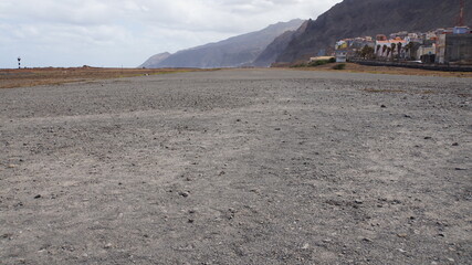Ponta do Sol, Cape Verde. 19-01-2019 The runway of the abandoned airport.