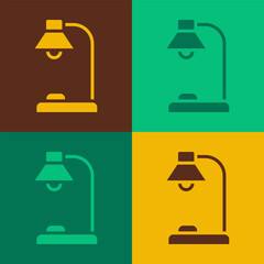 Pop art Table lamp icon isolated on color background. Vector