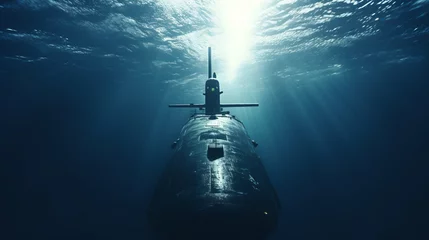 Fotobehang Military submarine diving underwater © Keitma