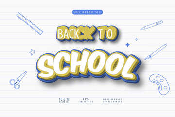 back to school text effect with paper grid background