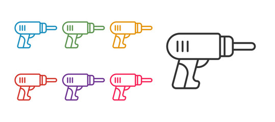 Set line Electric drill machine icon isolated on white background. Repair tool. Set icons colorful. Vector