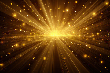 Naklejka premium Golden Light Rays and Stars Abstract Background A Glowing Celestial Display. created with Generative AI