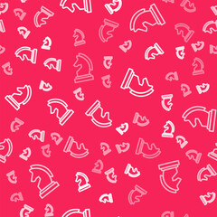 White line Chess icon isolated seamless pattern on red background. Business strategy. Game, management, finance. Vector