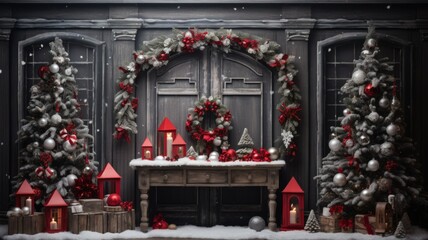 Beautiful Colorful Festive Christmas Backdrop Wallpaper Texture. Generative AI illustration.