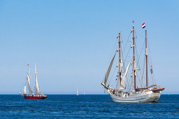 Segelschiffe auf der Ostsee während der Hanse Sail in Rostock