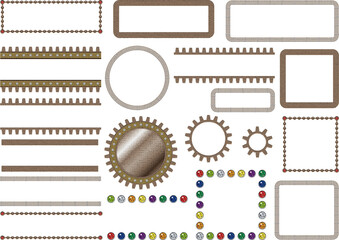 スチームパンク風　レトロな機械のフレーム　飾り枠セット02