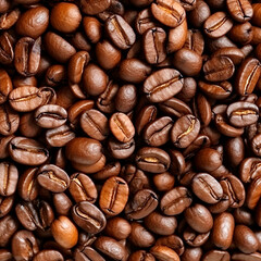 Fototapeta premium Roasted coffee beans texture. Close up background. Ai Generative illustration.