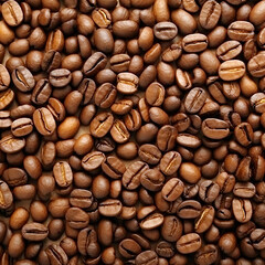 Obraz premium Roasted coffee beans texture. Close up background. Ai Generative illustration.