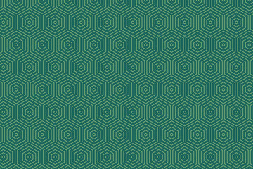geometric style seamless pattern with golden line diamonds and rhombus on green jade background