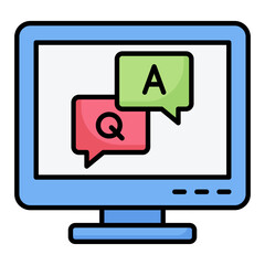 Question Answer Game Line Color Icon