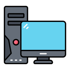 Gaming PC Line Color Icon