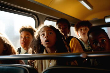 a group of children in a school bus