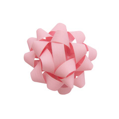 Pastel pink Christmas bow ribbon isolated. Clipping path included. PNG format.