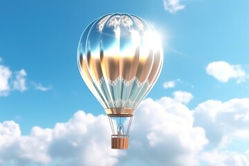 Naklejka premium Glass sparkling air balloon. Easy travel concept. Generative AI
