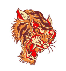 vintage old school inspired tiger head illustration 