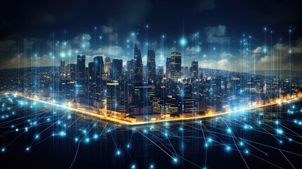 Fototapeta na wymiar smart city with big data concept background