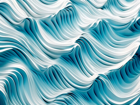 Blue texture. Wavy background. Interior wall decoration panel pattern abstract waves. Backdrop. Ai generartive