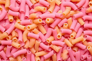 Pretty in Pink Macaroni: Elbow Noodles on a Pastel Background - Delicious Pasta Dish: Generative AI