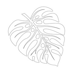 Monstera leaf line art. Contour drawing. Minimalism art. Modern decor.