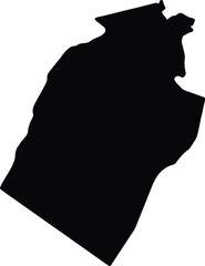 Silhouette map of An-Najaf Iraq with transparent background.