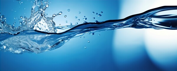 Crystal Clear Pure Blue Fresh Splashing Fluid Motion Water Background