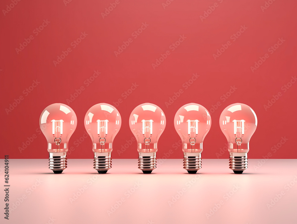 Aufkleber a row of glowing white light bulbs, capturing attention with symbolic power of choice. the concept o