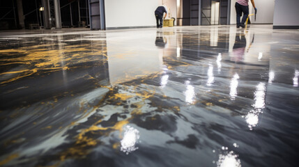 Epoxy and waxed floor