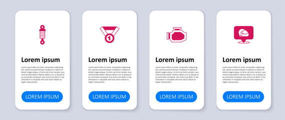 Set Racing helmet, Check engine, Medal and Shock absorber. Business infographic template. Vector