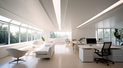 Fototapeta na wymiar Modern office loft style with big windows