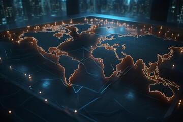 Exploring the Digital Sphere: Mapping the Global Business Network in a Blue Abstract World, generative AI