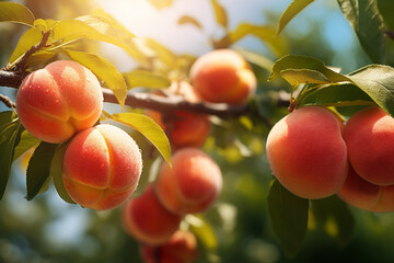 
Illustration of freshly peaches on the peach tree