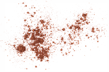 Pile cocoa powder isolated on white, top view