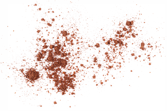 Pile cocoa powder isolated on white, top view