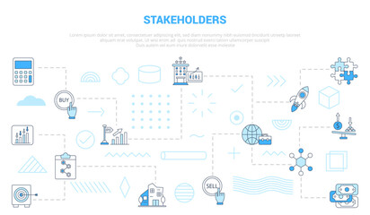 stakeholders concept with icon set template banner with modern blue color style