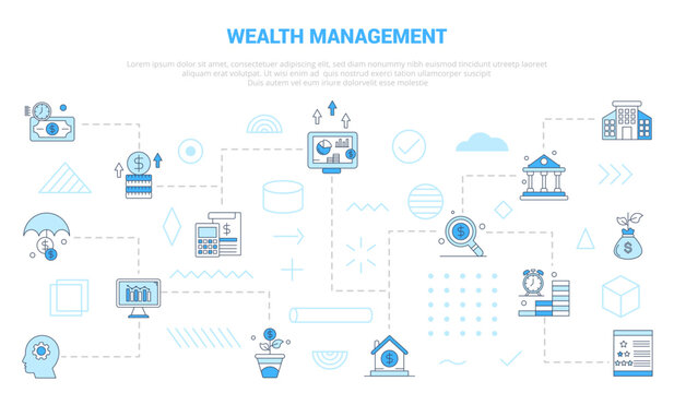 wealth management concept with icon set template banner with modern blue color style