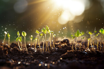 Food seed that emerges in the soil in search of light, to grow. Al generated