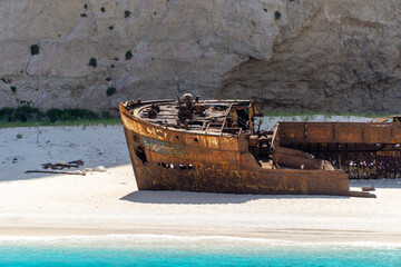 Navagio beach with the famous wrecked ship in Zante-Zakynthos, Greece