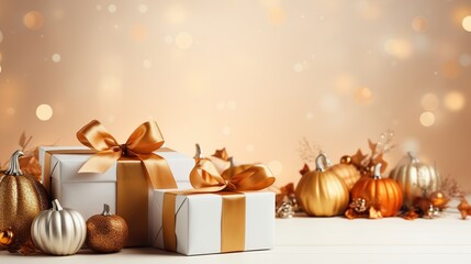 Beautiful gift box paper surprise with bow AI generated image