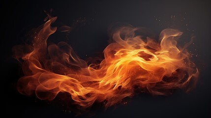 Hot Fire flames on black background AI generated image