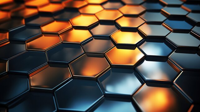 Modern hexagon honeycomb gold effect AI generated image