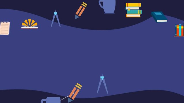 Educational Back to School Animated background with science and educational elements. 4k video motion graphic 2d animation footage