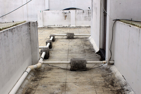 Water Pipes Installation on Building Terrace Outdoor Photography