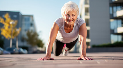 Fototapeta premium senior woman exercising. Generative ai. 