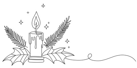 Christmas candle line art