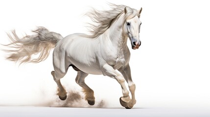 Obraz na płótnie Canvas Beautiful White horse run forward AI generated image