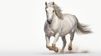 Beautiful White horse run forward AI generated image