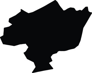 Silhouette map of Ağcabədi Azerbaijan with transparent background.